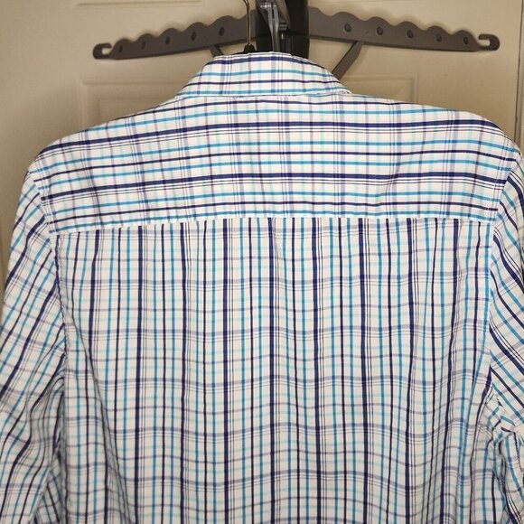 Simply Southern Men's Medium Button Up Long-sleeved Blue Plaid Shirt - Picture 4 of 6